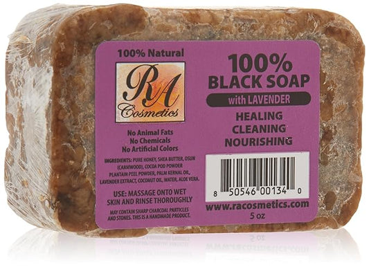 African Black Soap Bar w/Lavendar Oil 5 oz.