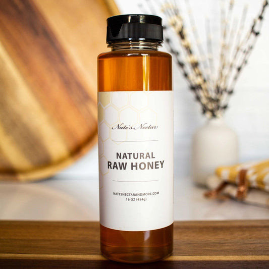 Nates Nectar Natural Raw Honey/ Squeeze Bottle 16 oz.